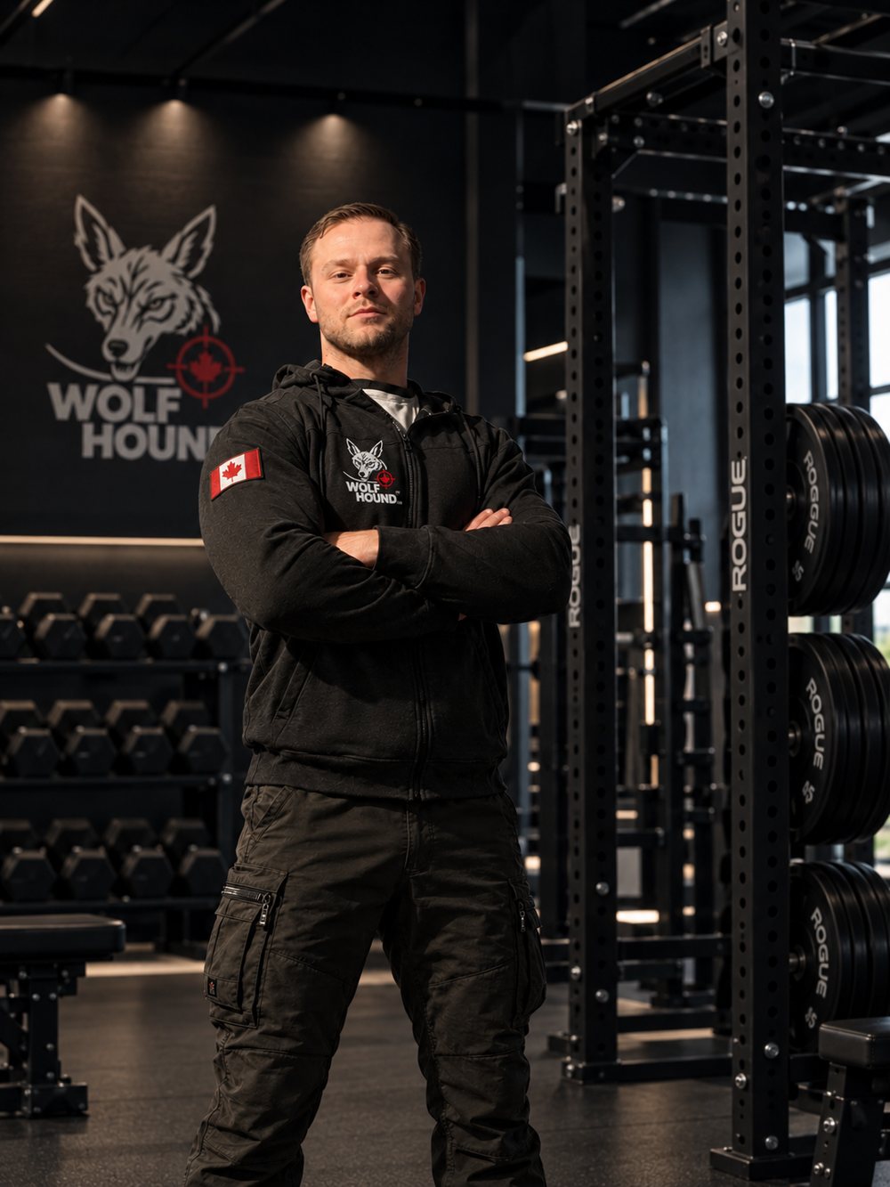 Quinton Croal, P.Kin, standing in a strength training gym